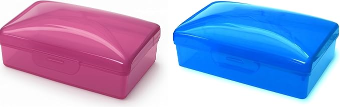 American Comb Travel Soapbox, Durable Storage Container, Multiple Colors, Made in USA (1, Blue & Pink)