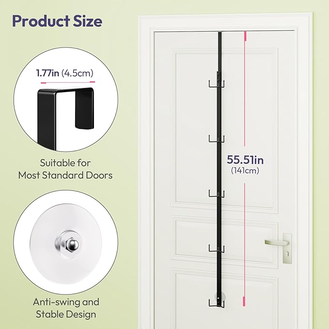 SWTYMIKI Over Door Hat Organizer - 2 Packs Metal Wall Mounted Hat Rack with 5-Tier Dual Hooks Design, Hanging Baseball Cap Organizer Storage Holds up to 40 Caps for Door, Bedroom, Closet
