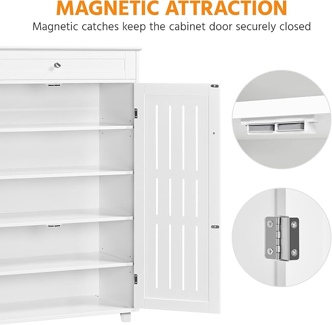 Topeakmart Shoe Storage Cabinet, 5 Tier Adjustable Shoes Organizer with Drawer, Freestanding Shoe Rack for Entryway, Foyer, Hallway