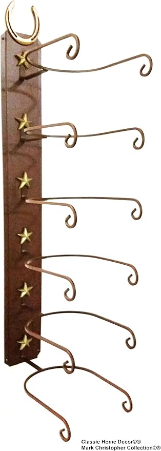 American Made Cowboy Hat Holder STAR with Genuine Horseshoe 886 6 Tier Hat Rack