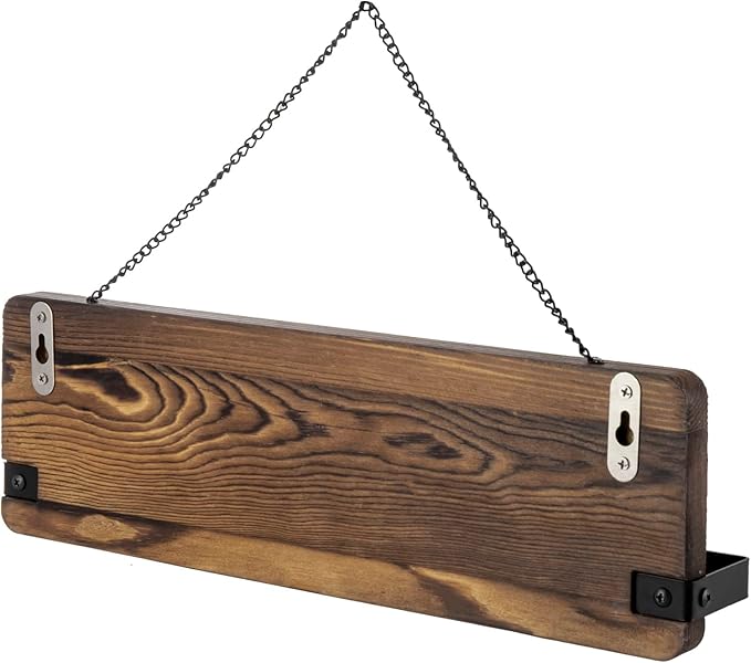 MyGift Rustic Burnt Wood Wall Mounted Sunglasses Storage Holder, Eyewear Hanging Display Organizer Rack with Cursive Sunglasses Lettering, Set of 2
