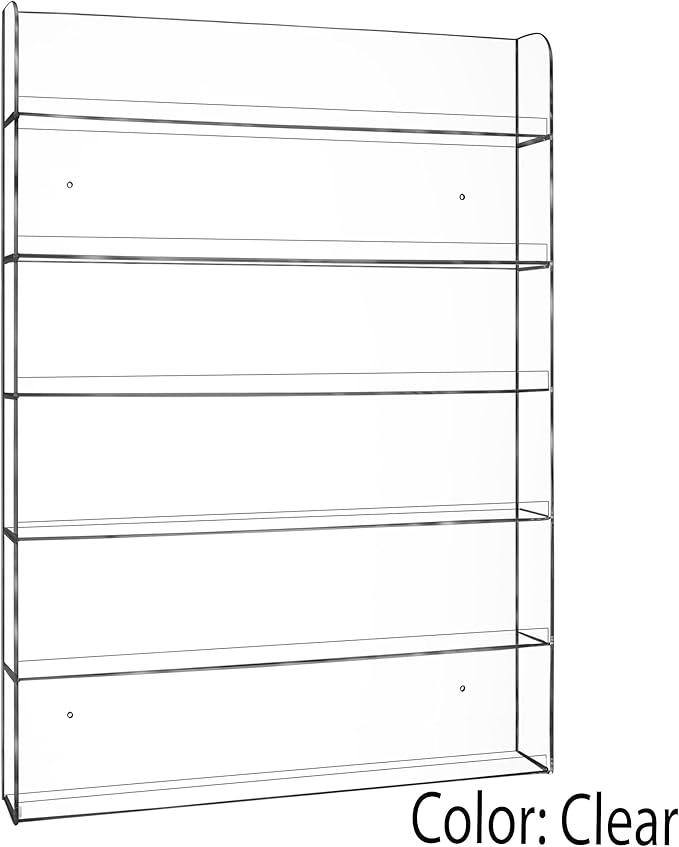 AMT Acrylic Nail Polish Racks for the Wall, Clear Nail Polish Display, Essential Oils Organizer. Holds up to 96 Bottles. Plus a Microfiber Cloth for Cleaning Purposes