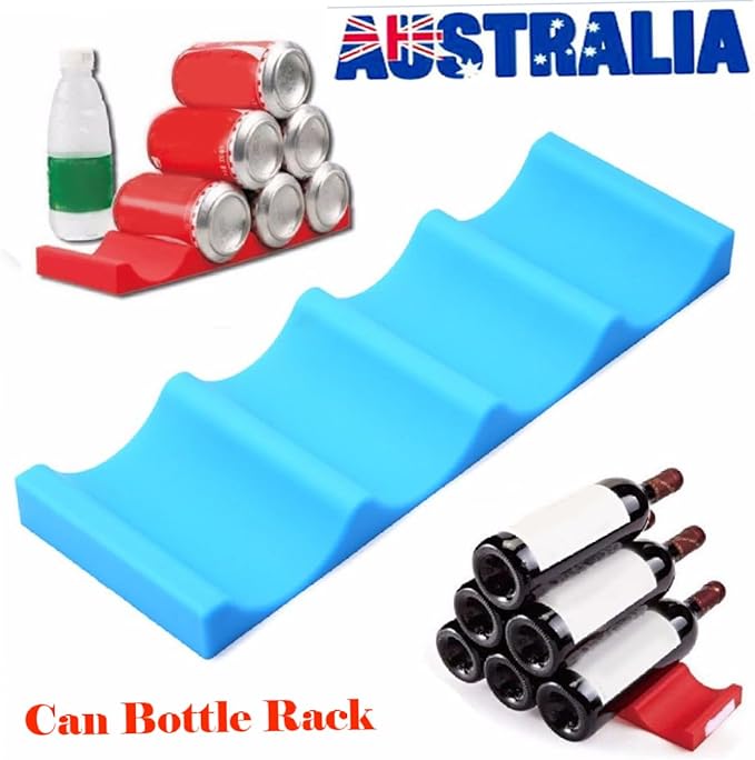 Unomor Fridge Storage Rack for Cans and Bottles Silicone Beverage Organizer Stacking for Fridge Pantry and Garage Lightweight and Easy to Clean