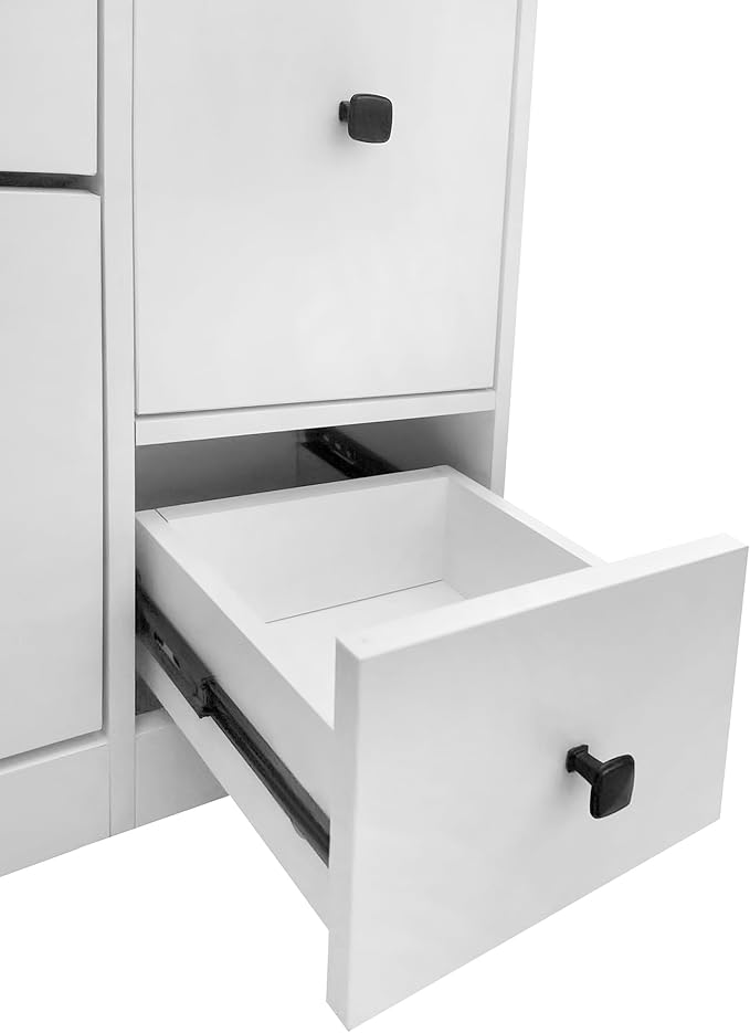 JIVOIT Modern Shoe Cabinet with 3 Flip Drawers and Cabinet, Free Standing Shoe Rack with Pull-Down Seat, Versatile 3-Tier Shoe Storage Organizer for Entryway Hallway (White 7)