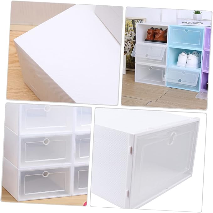 Zerodeko 6pcs Transparent Stackable Shoe Boxes Drawer Type Plastic Storage Containers with Breathable Design for Mens Shoes Dustproof Organizer