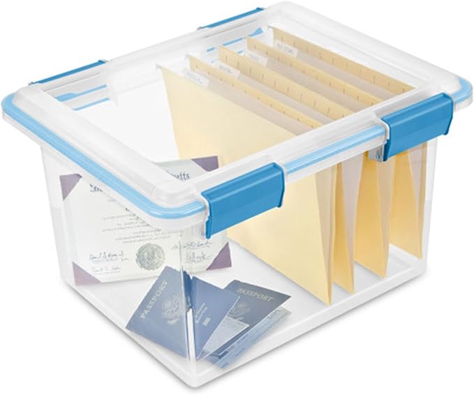 Sterilite 4-Pack Gasket Box, Weather-Resistant Storage Bins with Latching Lids, 32 Quart - Heavy-Duty Organizing Containers for Closet, Bathroom, and Office