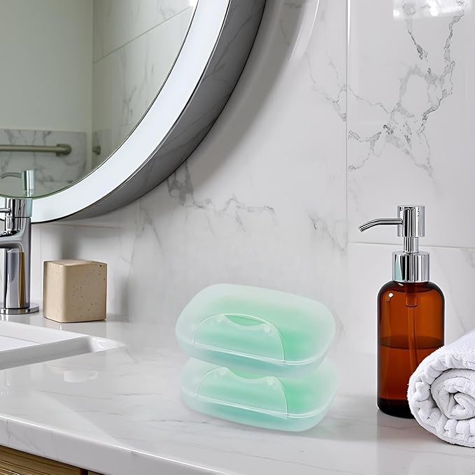 Soap Box Holder, Soap Dish Soap Saver Case Container for Bathroom Camping Gym 1 Pack (Clear)