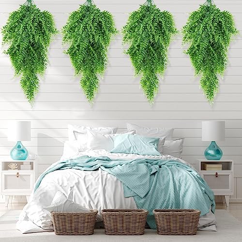 Hoteam 12 Pcs Artificial Hanging Greenery Plants, Pothos, Persian Grass - Image 6