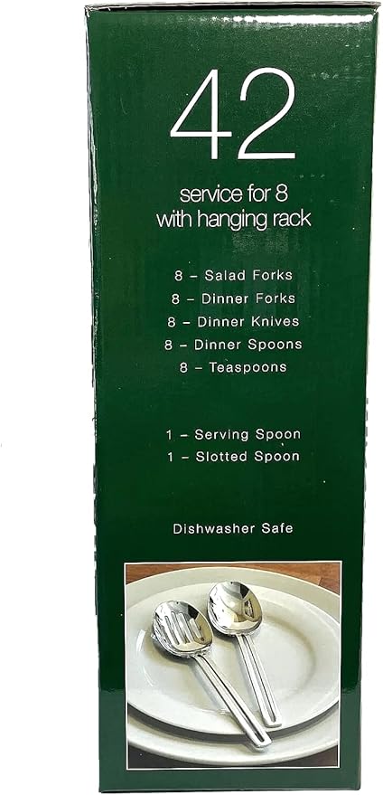 St. James The Rack 42pc 18/10 Stainless Steel Flatware Set on Hanging Rack