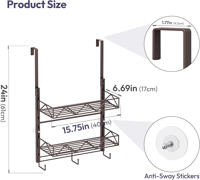 SWTYMIKI Over Door Hat Organizer - 3 Tier Wall Mounted Hat Rack with 2 Adjustable Metal Basket and 3 Hooks, Hanging Baseball Cap Organizer Storage Holds up to 29 Caps for Door, Bedroom, Closet