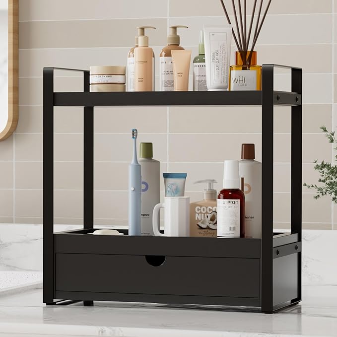 Boulphia 2-Tier Bathroom Organizer (Black - New)
