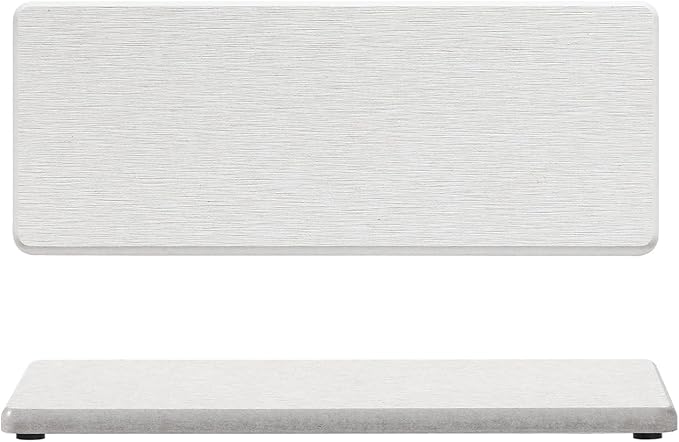 2PCS Beige Bathroom Sink Vanity Trays, Water Absorbing Diatomite Stone Drying Soap Dish Dispenser for Kitchen Counter, Sponge Holder Mat Rack Faucet Splash Guard Caddy Organizer, 9"x3.5"