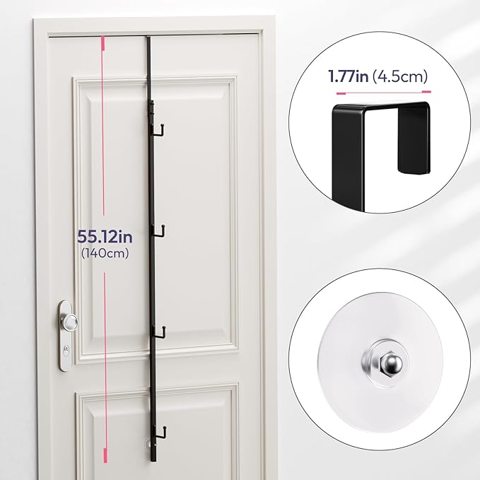 HapiRm Over Door Hat Rack - Hat Organizer with 4 Hooks Design, Hanging Baseball Cap Organizer Storage Holds Up to 20 Caps for Door, Bedroom, Closet (Black)