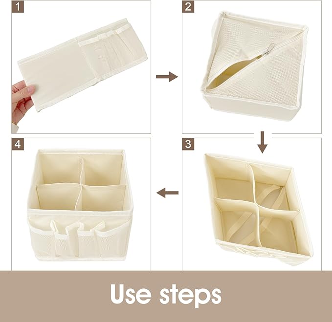 Cosmetic Storage Bins Makeup Organizer, Adjustable Multifunction Storage Box Desk Drawer Divider for Makeup Brushes, Bathroom Countertop or Dresser, Set of 4