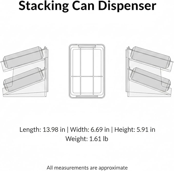 Stacking Can Dispenser, Gravity Fed Beverage Organizer Rack for Refrigerator, Clear PP Plastic Storage for Soda Cans and Bottles