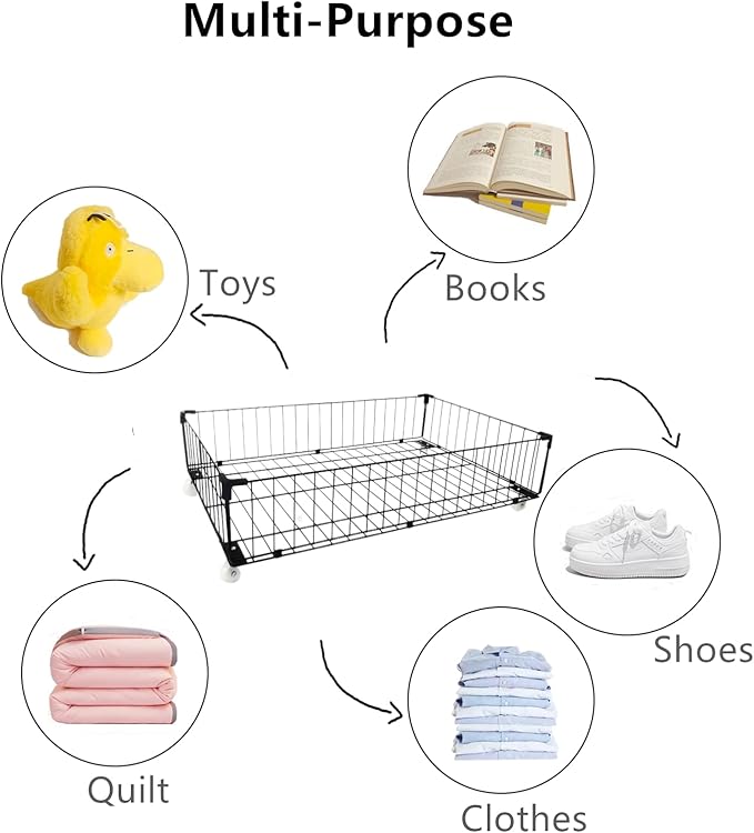 4 Pack Larger Under Bed Storage With Wheels,Rolling Under Bed Drawer,Under Bed Shoes Storage,Open Design, Large capacity,Suitable For Various Storage