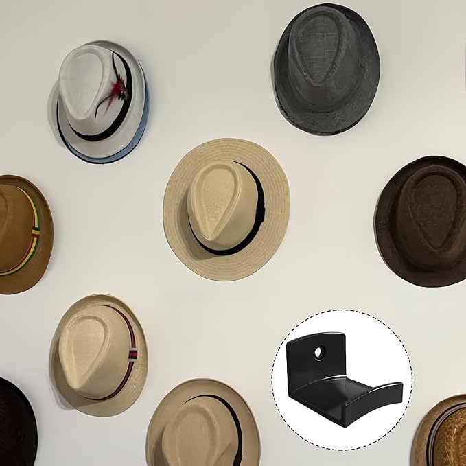 Adhesive Hat Hooks for Wall (6-Pack), Strong Hold Hangers Wall, Minimalist Closet Door Storage Solution, for Baseball Caps, Holder Organizer Door, Closet, Office, Bedroom