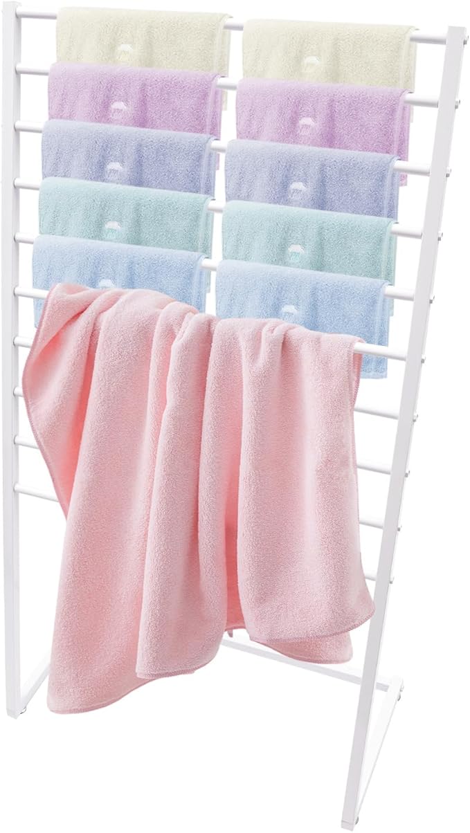 Scarf Display Stand, 10 Tier Metal Scarf Holder Organizer, Scarf Hanger Scarf Holder Scarf Organizer Belt Organizer Pants Rack Scarf Rack for Commercial Clothing Retail Store (White, 80cm)