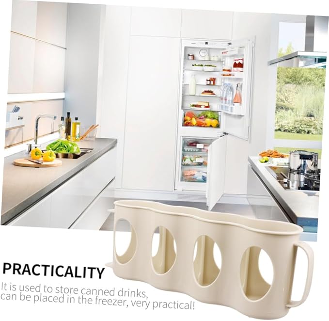 PRETYZOOM 2pcs Hand Pull Beverage Can Organizer Section Refrigerator Holder Plastic Storage Box for Efficient Kitchen Organization Beige Versatile Bottle and Seasoning Jar Storage