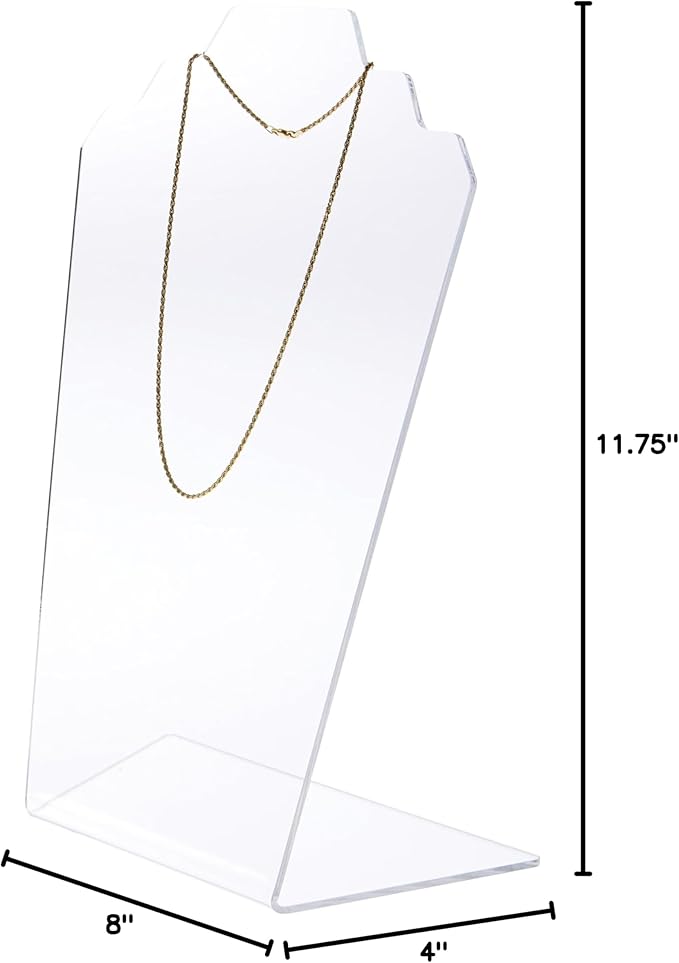 Plymor Clear Acrylic Stair-step Necklace Display Stand, 8" W x 4" D x 11.75" H