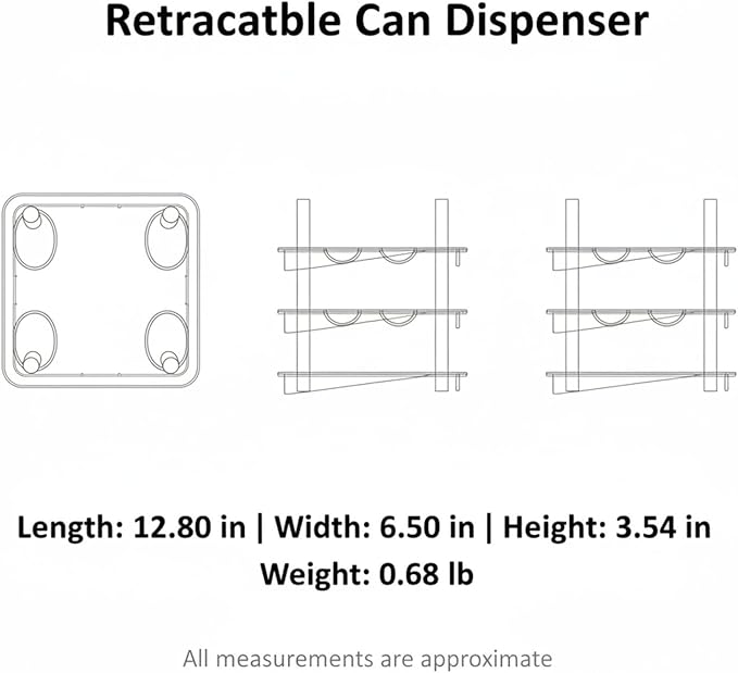 Retractable Can Organizer, Adjustable Width Sliding Dispenser for Refrigerator & Pantry, Clear Plastic Storage Rack for Soda Cans and Bottles (1 PC)