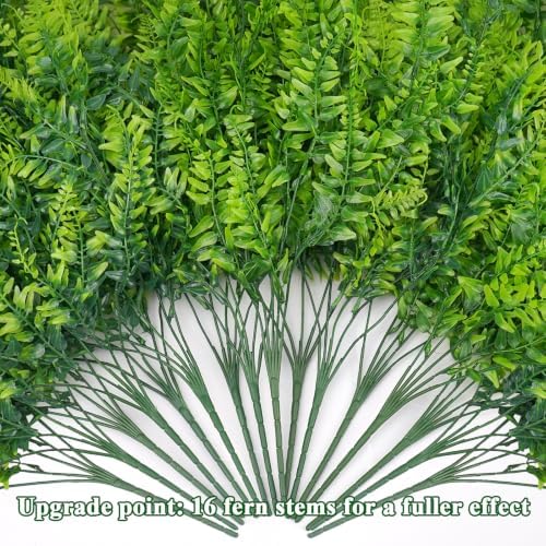 Artificial Hanging Ferns 2pcs Faux Ferns Outdoor Hanging Basket Large - Image 7