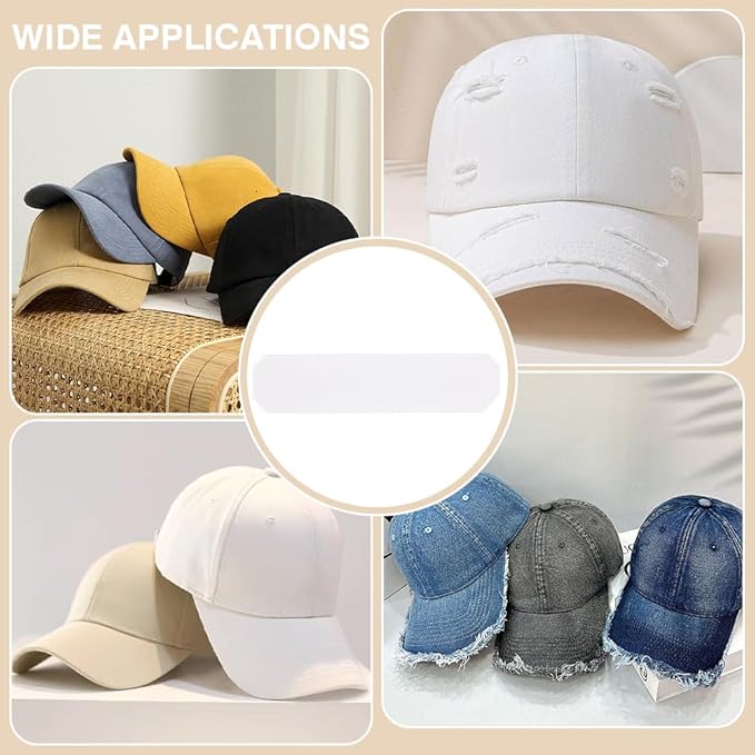 FINGERINSPIRE 50PCS Paper Baseball Cap Insert Shaper 2.4x10.4inch White Rectangle Shape Hat Brim Support Reusable Paperboard Hat Cap Fitter Inserts for Man Woman Baseball Hats Display Organization