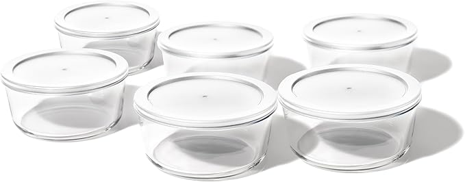 12-Piece Glass Food Storage Containers Set (6 Containers + 6 BPA-Free Lids) | 4-Cup, Leakproof | Microwave, Freezer, Oven & Dishwasher Safe | Ideal for Meal Prep & Pantry Organization, White