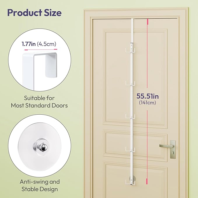 SWTYMIKI Over Door Hat Organizer - 2 Packs Metal Wall Mounted Hat Rack with 5-Tier Dual Hooks Design, Hanging Baseball Cap Organizer Storage Holds up to 40 Caps for Door, Bedroom, Closet(White)