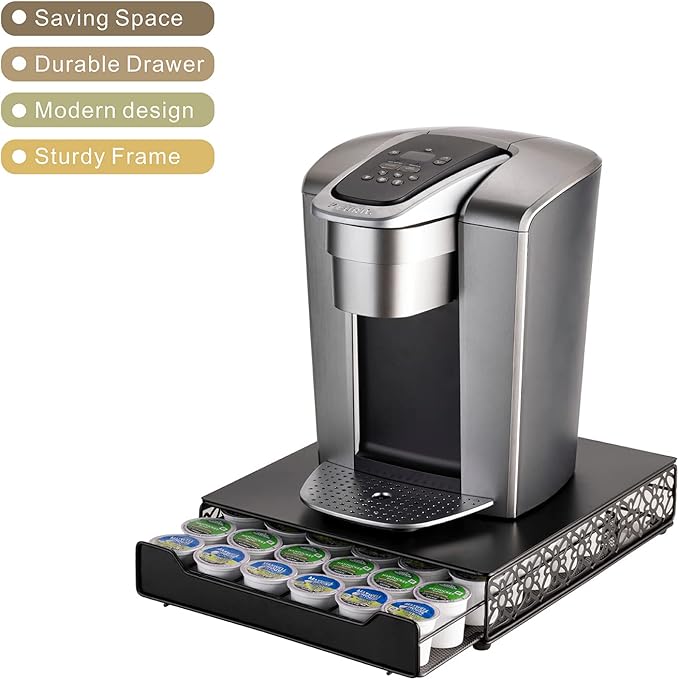 Flagship Coffee Pod Storage Drawer, Organizer for Keurig (42 Pods, Iron)