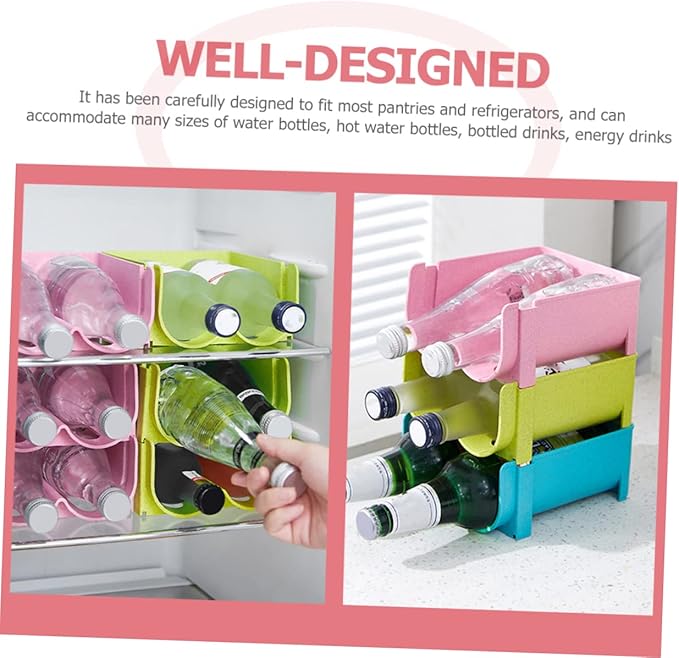 DECHOUS 3pcs Multi-Function Beer Rack Stackable Storage Rack for Kitchen Fridge Can Holder Beverage Organizer Plastic Soda Can Dispenser