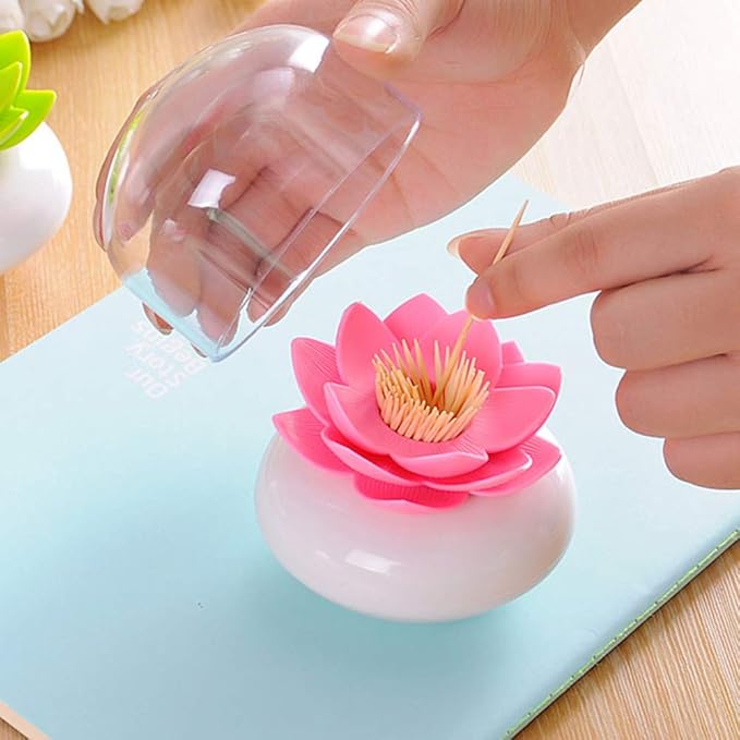 2 Pack Creative Lotus Cotton Swab Holder Q-Tips Toothpicks Holder Table Decorate Cotton Bud Storage Box Organizer