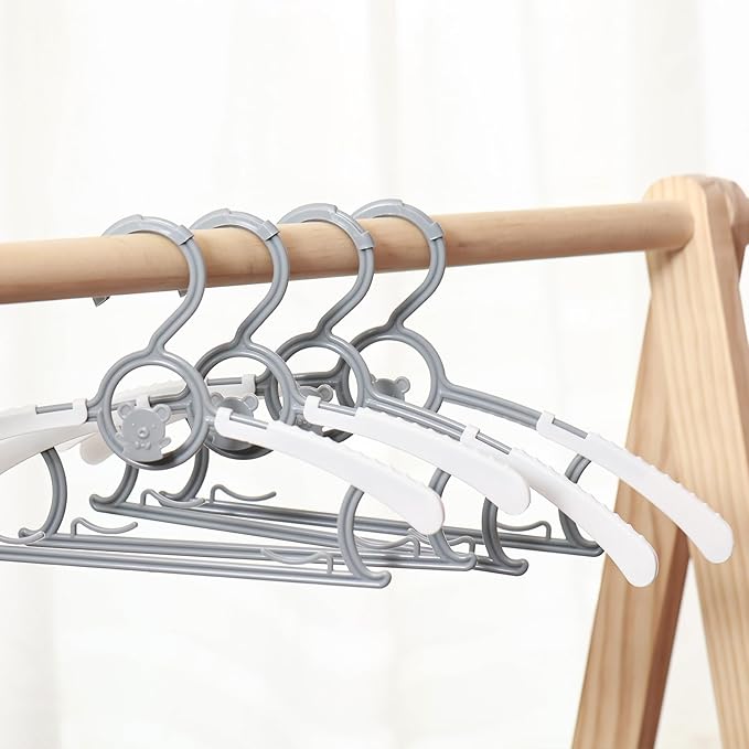 Baby Hangers for Nursery Closet 40 Pack Plastic Kids Clothes Hanger Space Saving Non Slip Extendable Toddler 11-14” Adjustable Hangers Heavy Duty Clothing Infant Hanger Bulk, Grey