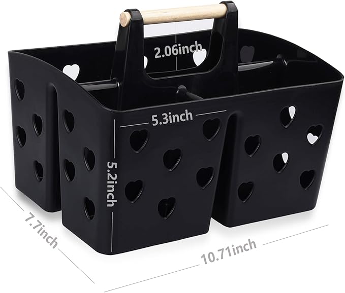 Anyoifax Portable Shower Caddy Plastic Shower Basket Organizer Divided Bathroom Caddy Storage Cleanning Caddy Tote with Handle for College, Dorm Room, Kitchen, Black