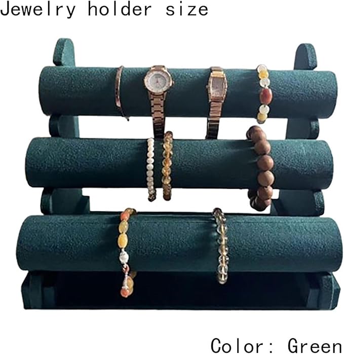Flannelette Bracelet Display Stand,Jewelry Bracelet Necklace Rack Display Holder (green)