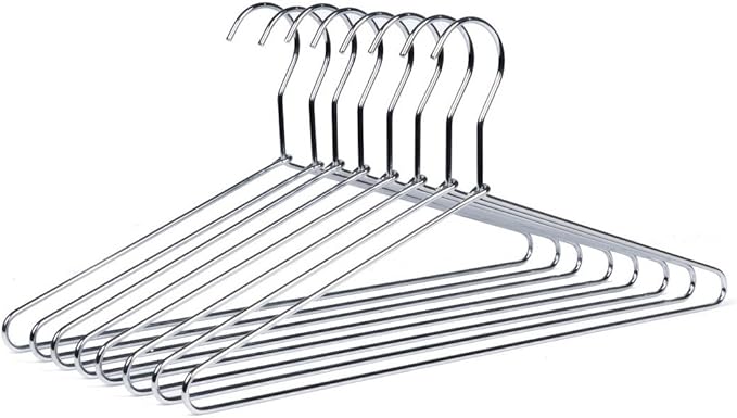 60 Quality Hangers Heavy Duty Metal Suit Hanger Coat Hangers with Polished Chrome 17 inch Wire Hangers (Suit Coat Hanger - 60 Pack)