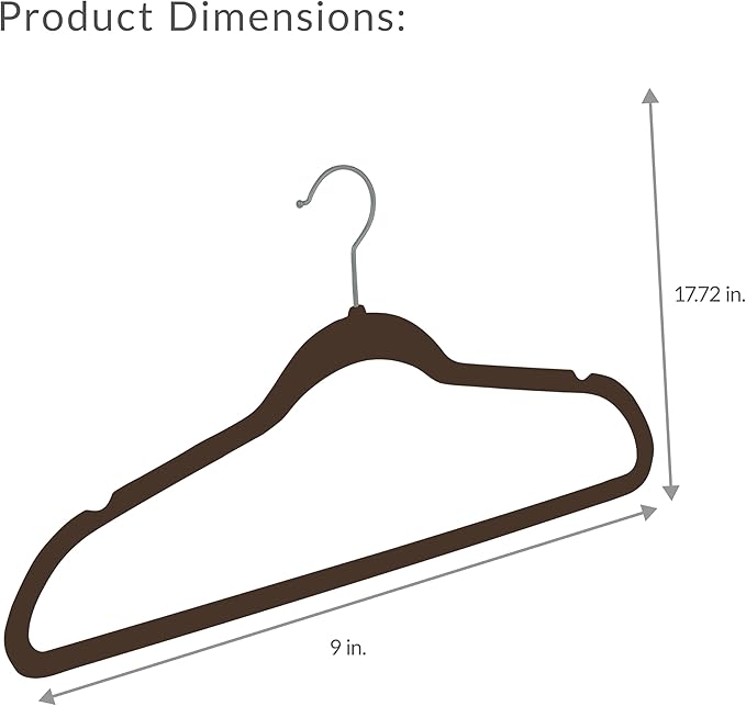 Simplify Slim Velvet Clothes Hangers | 50 Pack | Non-Slip | Shirts | Suit | Pants | Dresses | Garments | Closet Storage & Organization | Durable | Chocolate