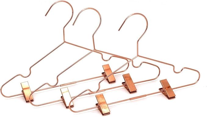 10Pack Koobay 13" Rose Copper Gold Shiny Metal Wire Top Clothes Hangers With Clips for Shirts Coat Storage & Display