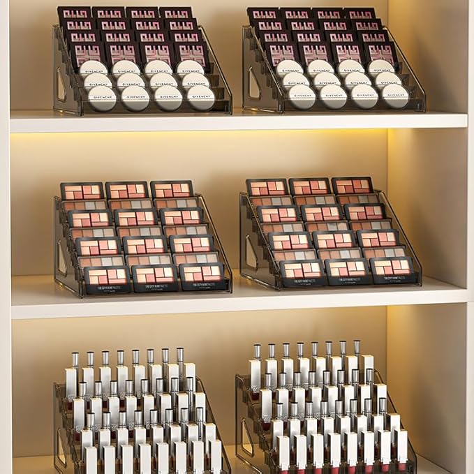 Nail Polish Organizer 84 Bottles of 7 Layers Sunglass Organizer Acrylic Display Rack Eyeglasses Storage Essential Oils Holder Makeup Organizer No Tool Needed Assembly, Grey