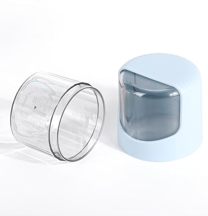 Tbestmax 4 Pack Rotating Qtip Holder Dispenser for Cotton Swabs, Makeup & Hair Accessories, Vanity Organizer with Canisters for Floss Picks, Cotton Balls, Bathroom Essentials Accessories Decor,Blue