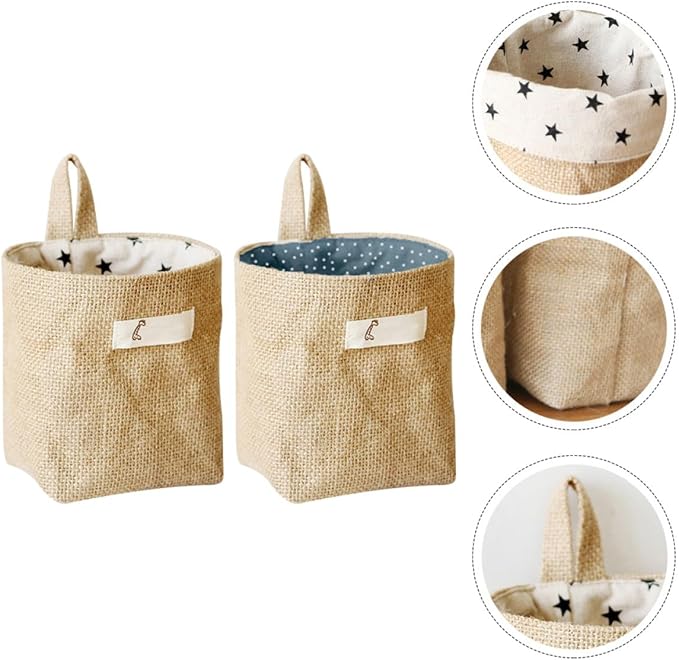 BESTYASH Japanese Style Yellow Cotton Linen Hanging Storage Bag Wall-Mounted Organizer Versatile Door Storage Pouch for Small Spaces and Easy Access