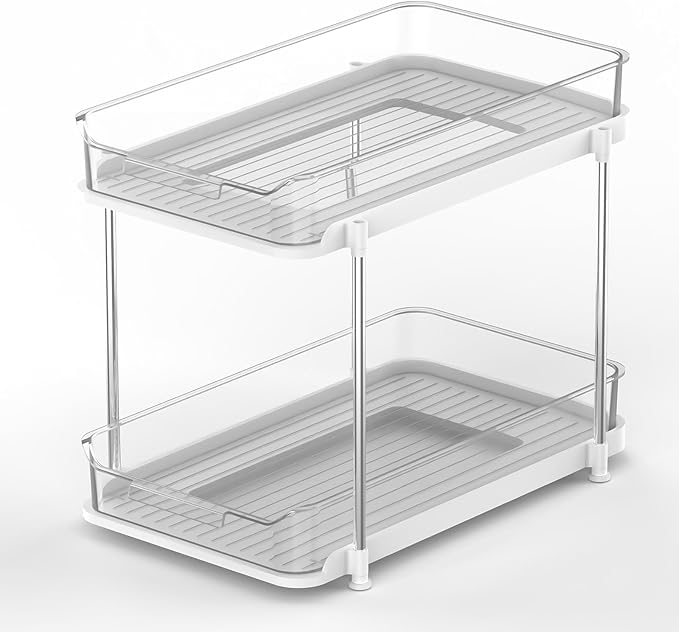 Gomyrod Hat Rack for Baseball Caps, 2-Tier Clear Hat Organizer for Closet Space Saving Hat Storage Holds up to 20 Caps, Pull-Out Cabinet Organiser with Track for Closet & Bedroom