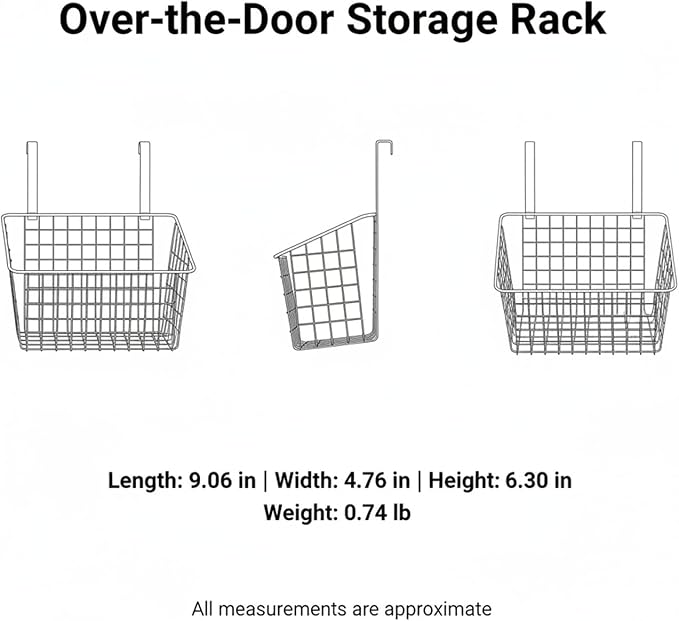 Over-the-Door Storage Rack, Carbon Steel Cabinet Organizer for Kitchen & Bathroom, Hanging Shelf for Pots Pans Towels, No Drilling Required (1 PC)