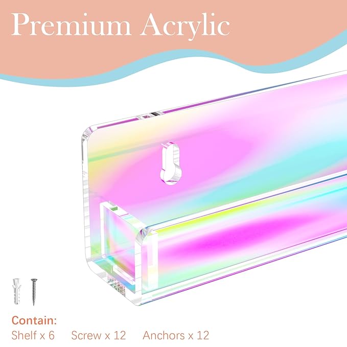 FEMELI Nail Polish Wall Rack (Iridescent, 15 inch)
