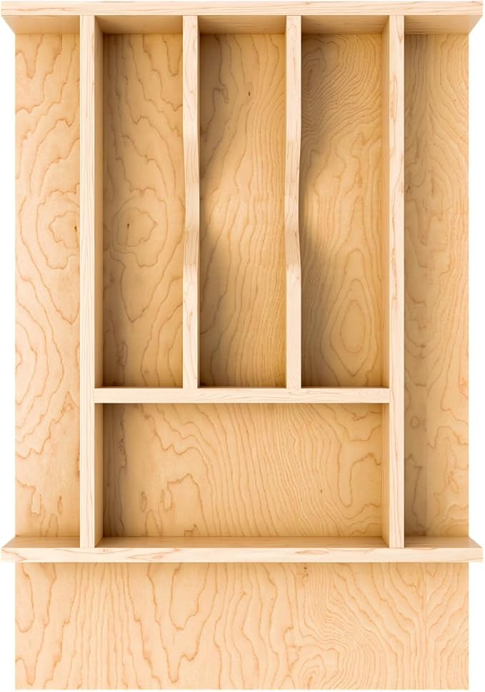 Rev-A-Shelf Natural Maple Right Size Utensil Insert Home Storage Kitchen Organizer 7 Compartment Drawer Accessory, 13-1/4" x 19-1/2", 4WCT-18SH-1