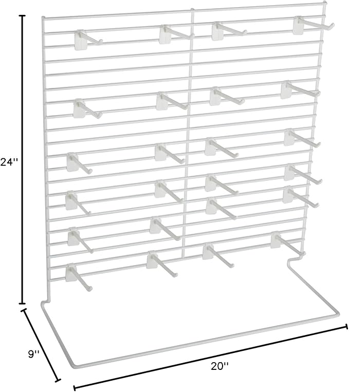 SSWBasics 24-Peg White Wire Countertop Rack - 18"W x 20"H - Display Racks for Vendors, Retail, Convenience, Craft Fairs, and Thrift Stores - Impulse Buy Display at Checkout - Use for Home Jewelry