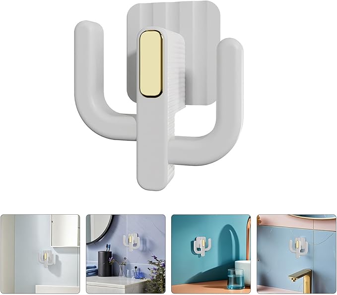 LIFKOME 4pcs Door Hanging Shoe Shelf Organizer with Hooks, Wall-mounted Slippers Storage Rack Holder for Bathroom, Ivory White Small Space-saving Shoe Holder for Entryway and Door