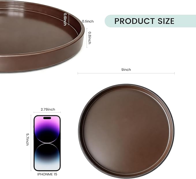 1 Pack 9" Bathroom and Vanity Tray, ABS Bathroom Counter Organizer, Coffee Table Decor for Perfume, Candles, Keys &More. Kitchen Countertop Organizer, Decorative Tray Soap Holder, Brown