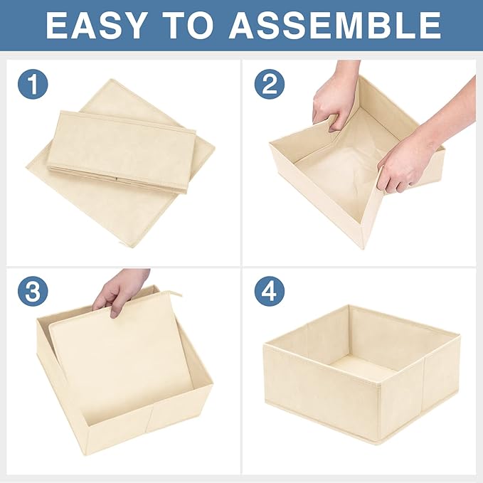 Criusia Drawer Organizer Clothes, 24 Pack Dresser Organizer Bins for Nursery Bedroom, Closet Organization and Storage Dividers for Clothing, Baby Clothes, Underwears, Socks (Beige)