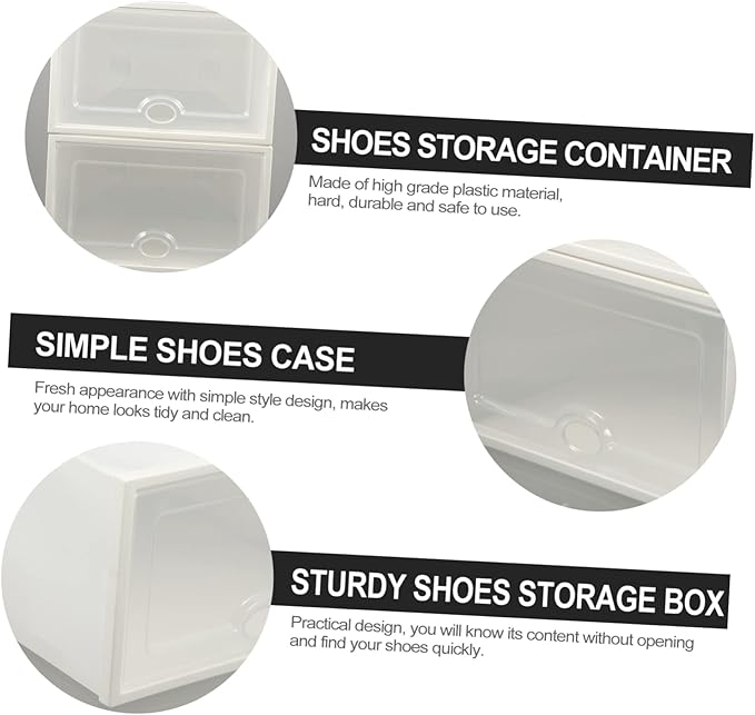 Ciieeo 6 Pcs Transparent Plastic Shoe Storage Box Drawer Style Container for Organized Home Shoes Scratch Resistant Stackable Design for Quick Access